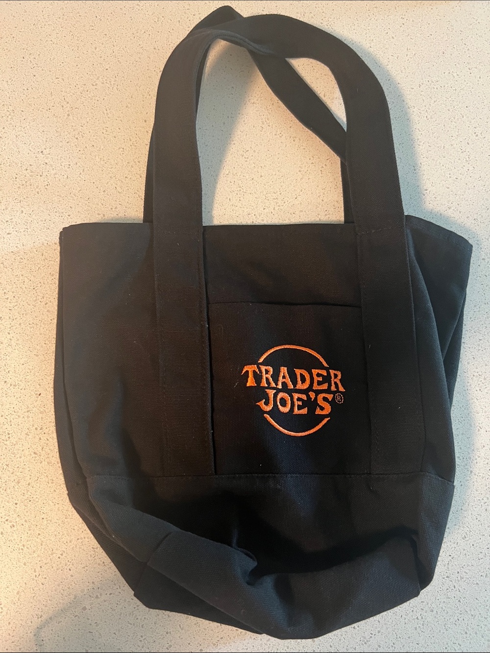Trader Joe's Black Mini Tote Bag with Orange Logo